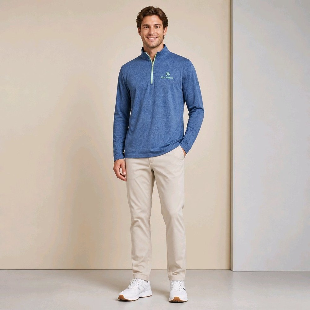 Peter Millar XL Blue Quarter Zip Pullover Royal Blue Bahamas Logo